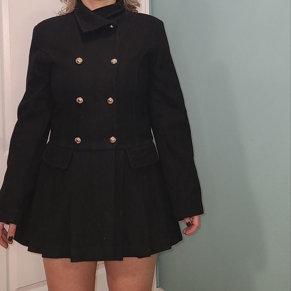 WOOL Pleated coat , M - Picture 2 of 10